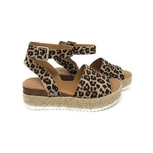 Leopard Print Espadrille Wedge Sandals